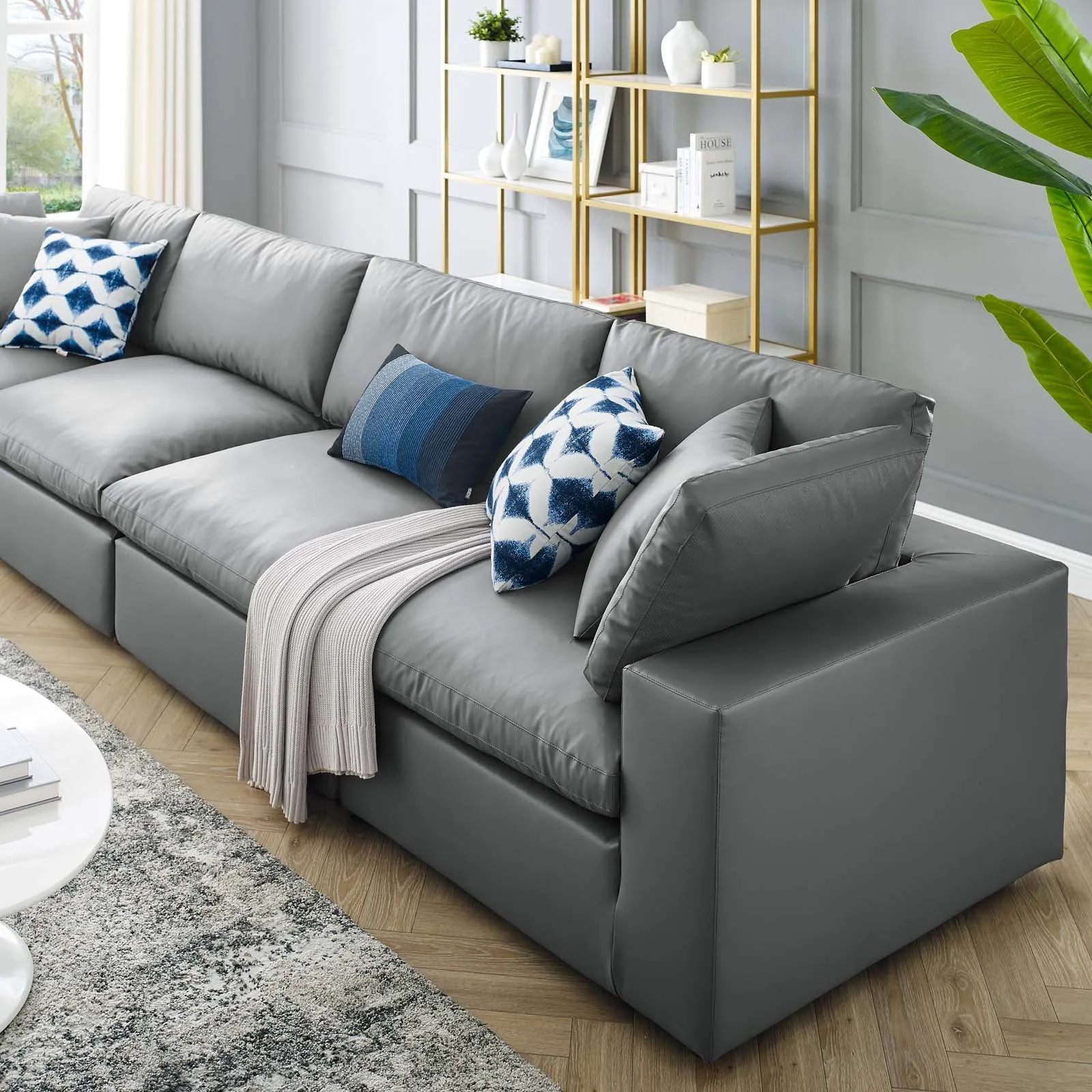Commix Down Filled Overstuffed Vegan Leather 4-Seater Sofa by Modway