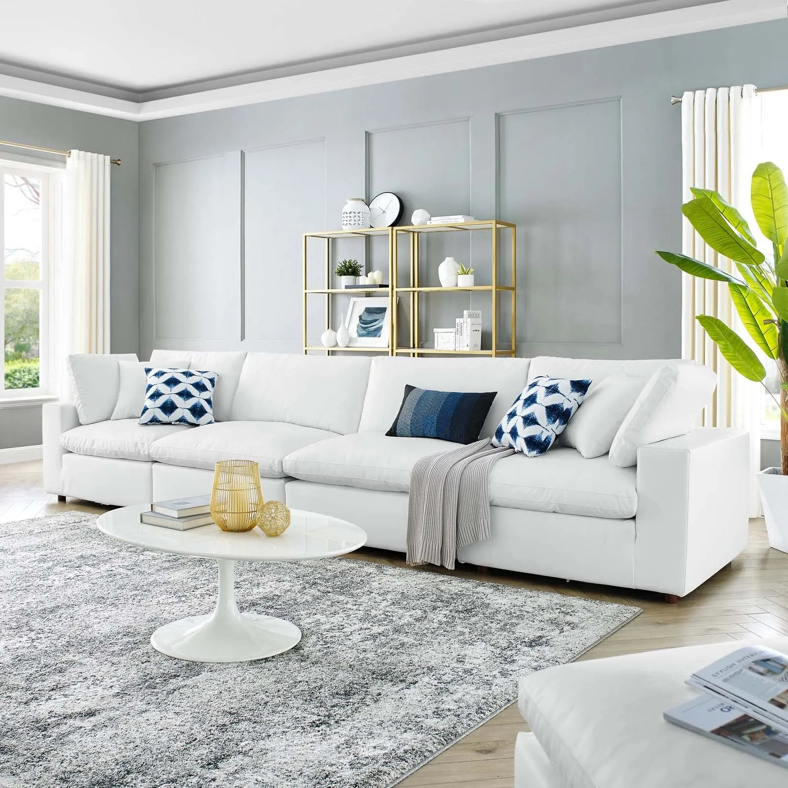 Commix Down Filled Overstuffed Vegan Leather 4-Seater Sofa by Modway