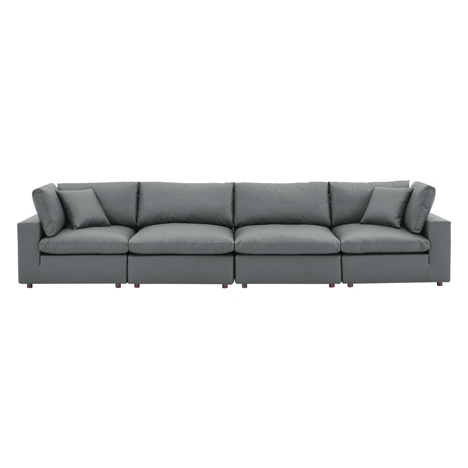 Commix Down Filled Overstuffed Vegan Leather 4-Seater Sofa by Modway