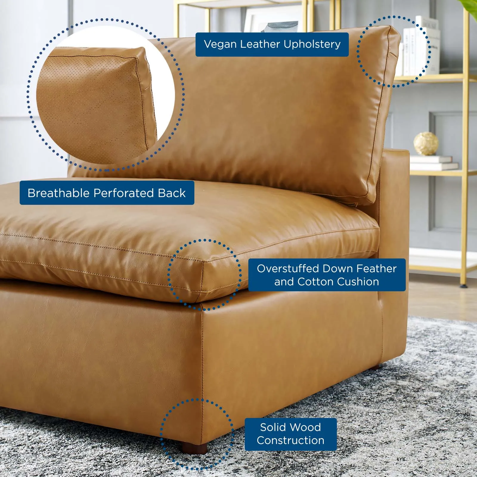 Commix Down Filled Overstuffed Vegan Leather Armless Chair by Modway