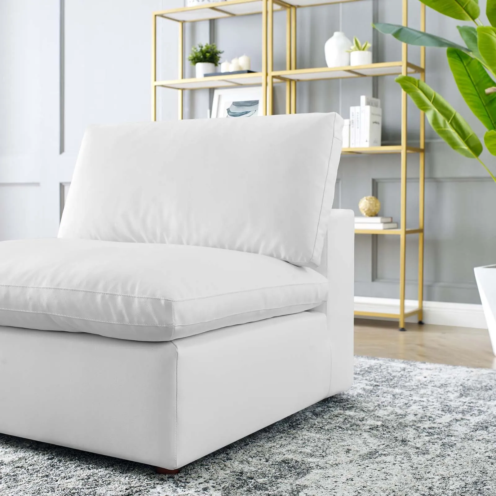 Commix Down Filled Overstuffed Vegan Leather Armless Chair by Modway