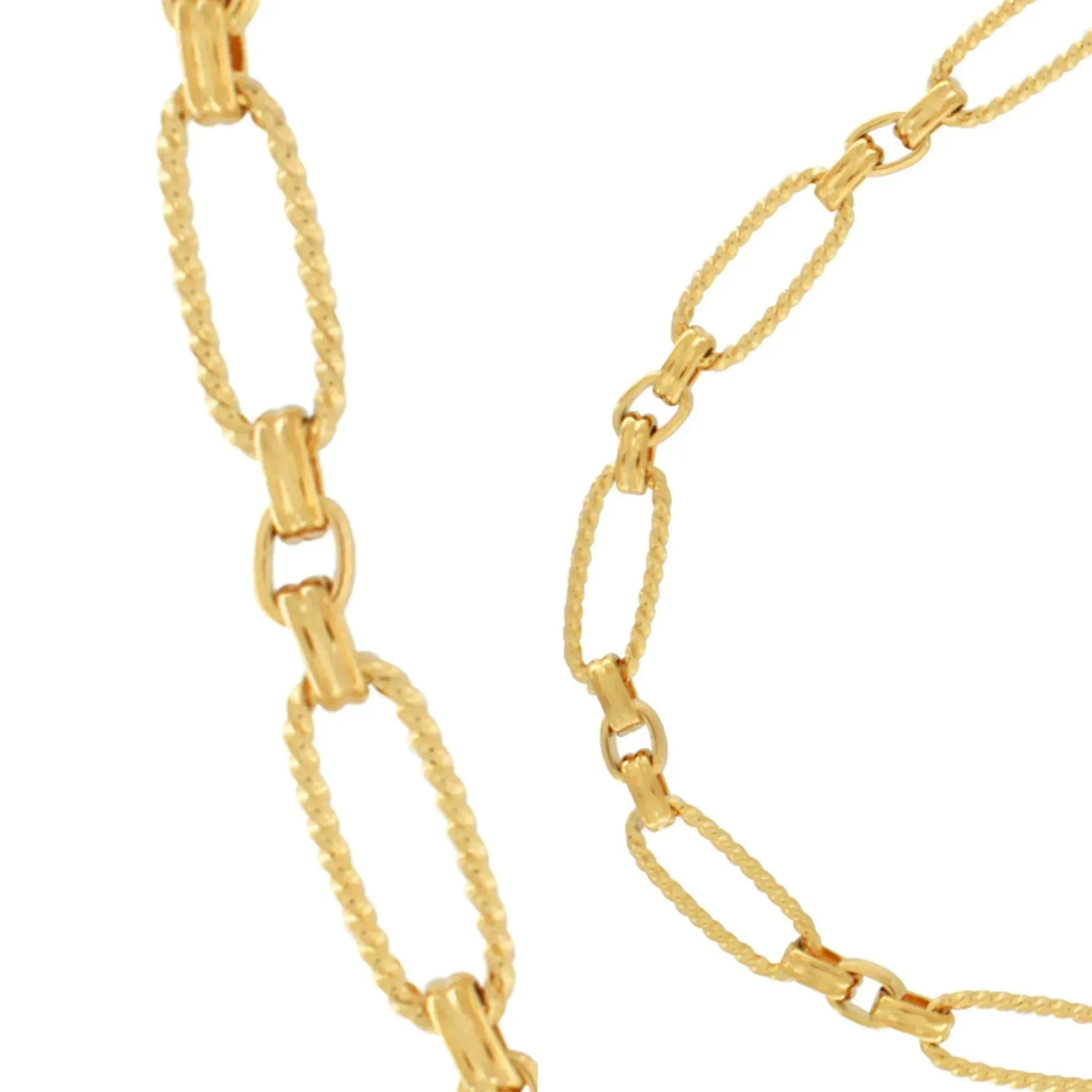 Courage Waterproof Short Oval Ripple Link Necklace 18K Gold Plating