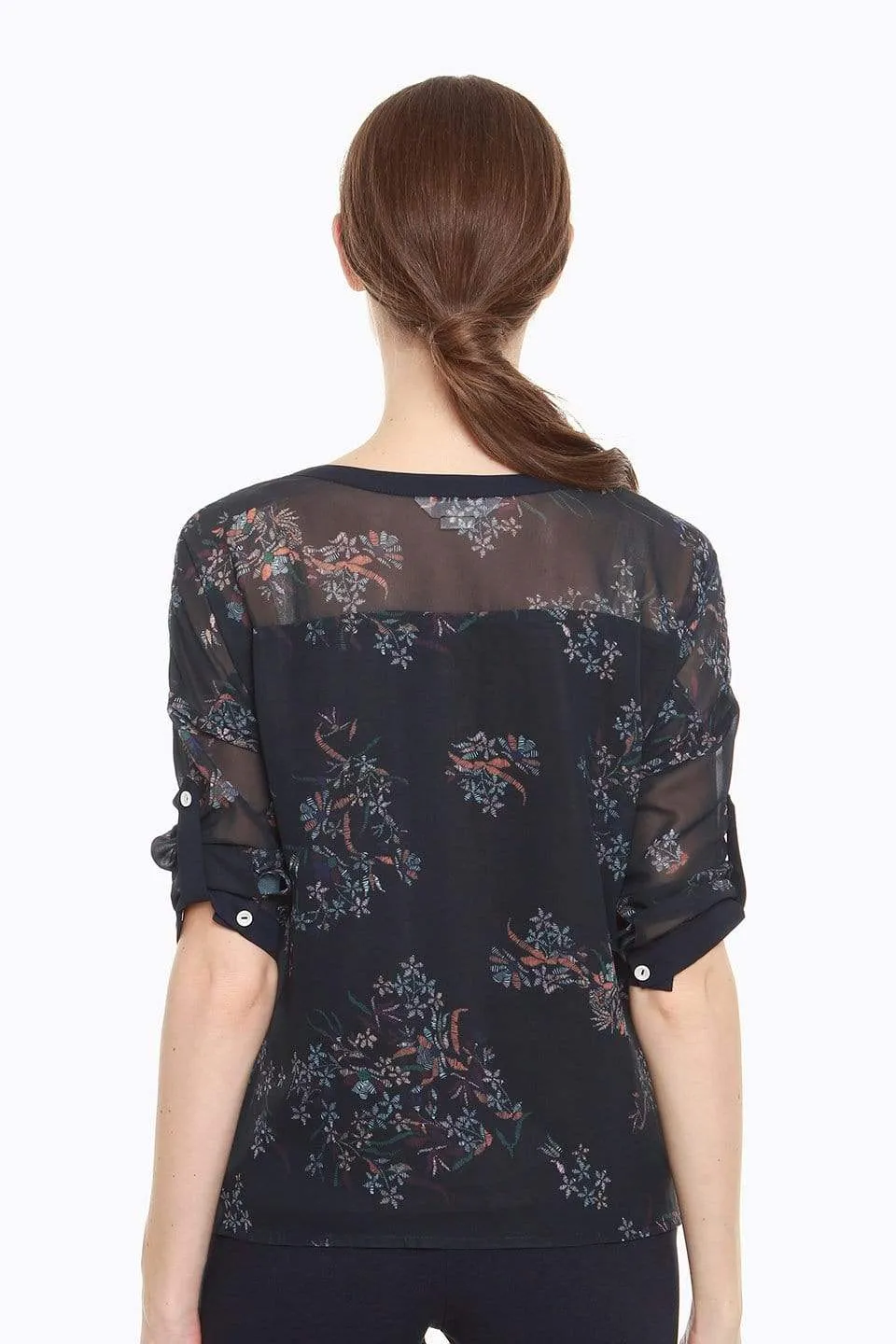 Dagmar 3/4 Sleeve Nursing Top Navy Print