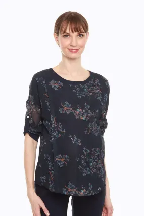 Dagmar 3/4 Sleeve Nursing Top Navy Print