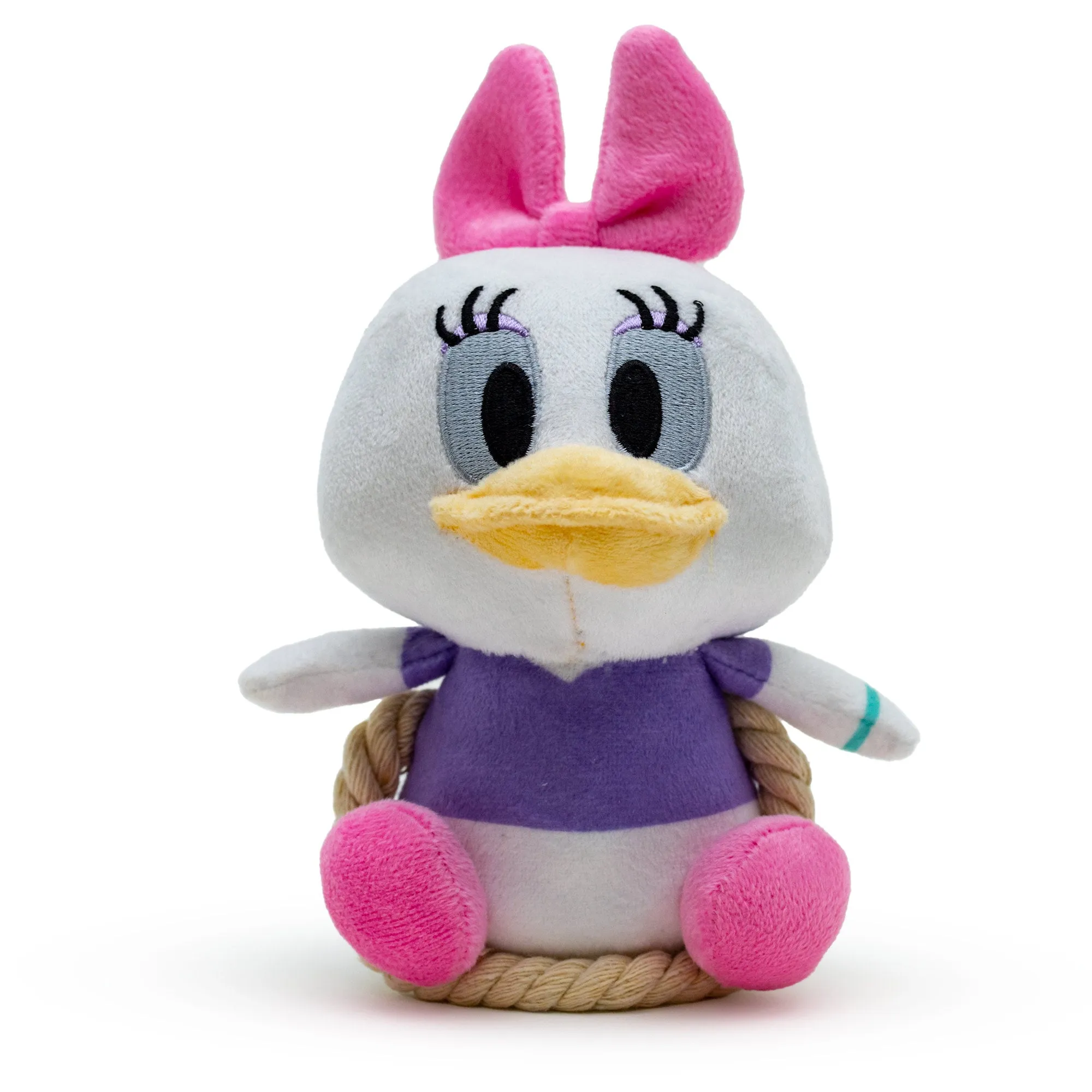 Dog Toy Squeaker Plush with Rope - Disney Daisy Duck Chibi Sitting Pose by Buckle-Down