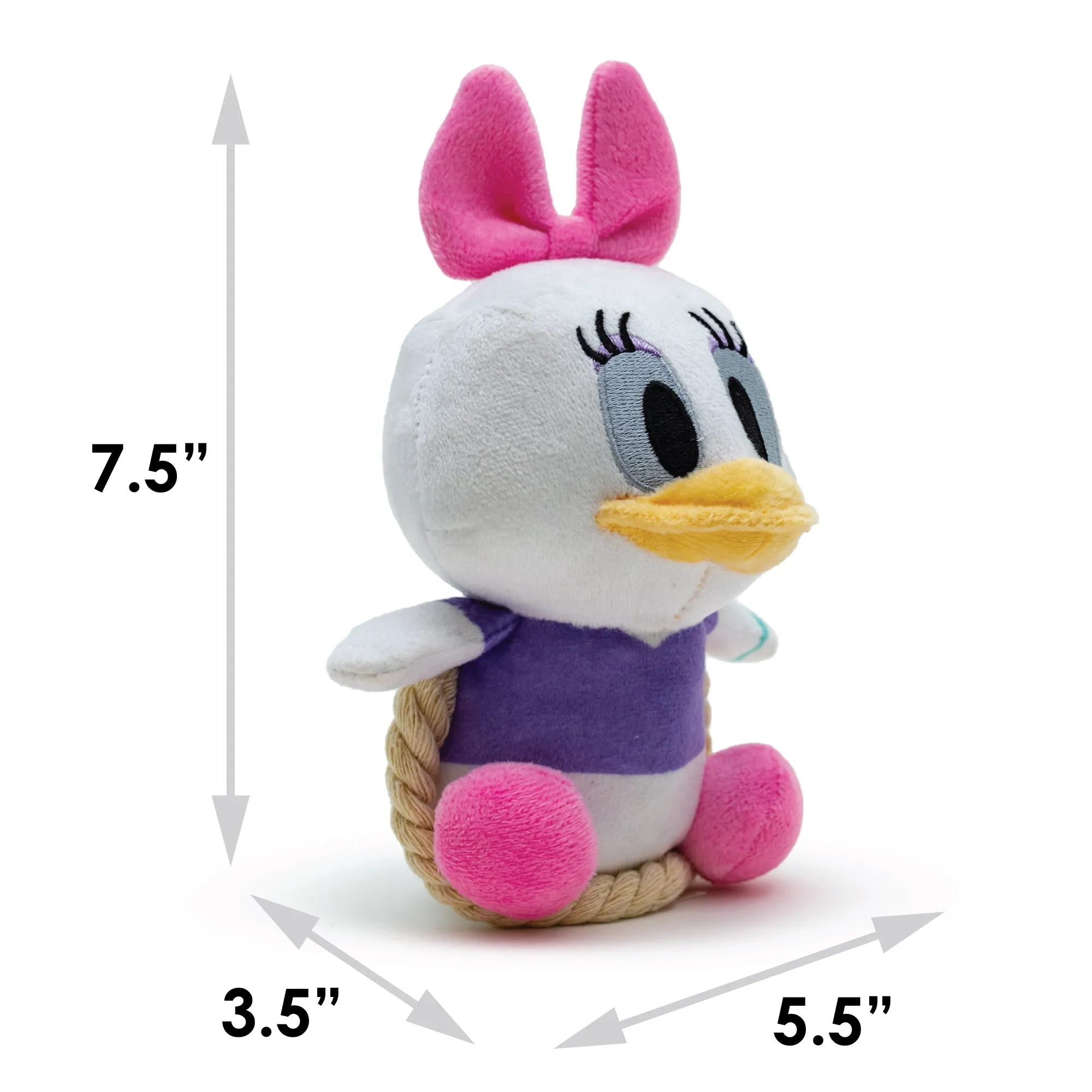 Dog Toy Squeaker Plush with Rope - Disney Daisy Duck Chibi Sitting Pose by Buckle-Down