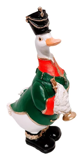 Duck Nutcracker Holding Gold Horn