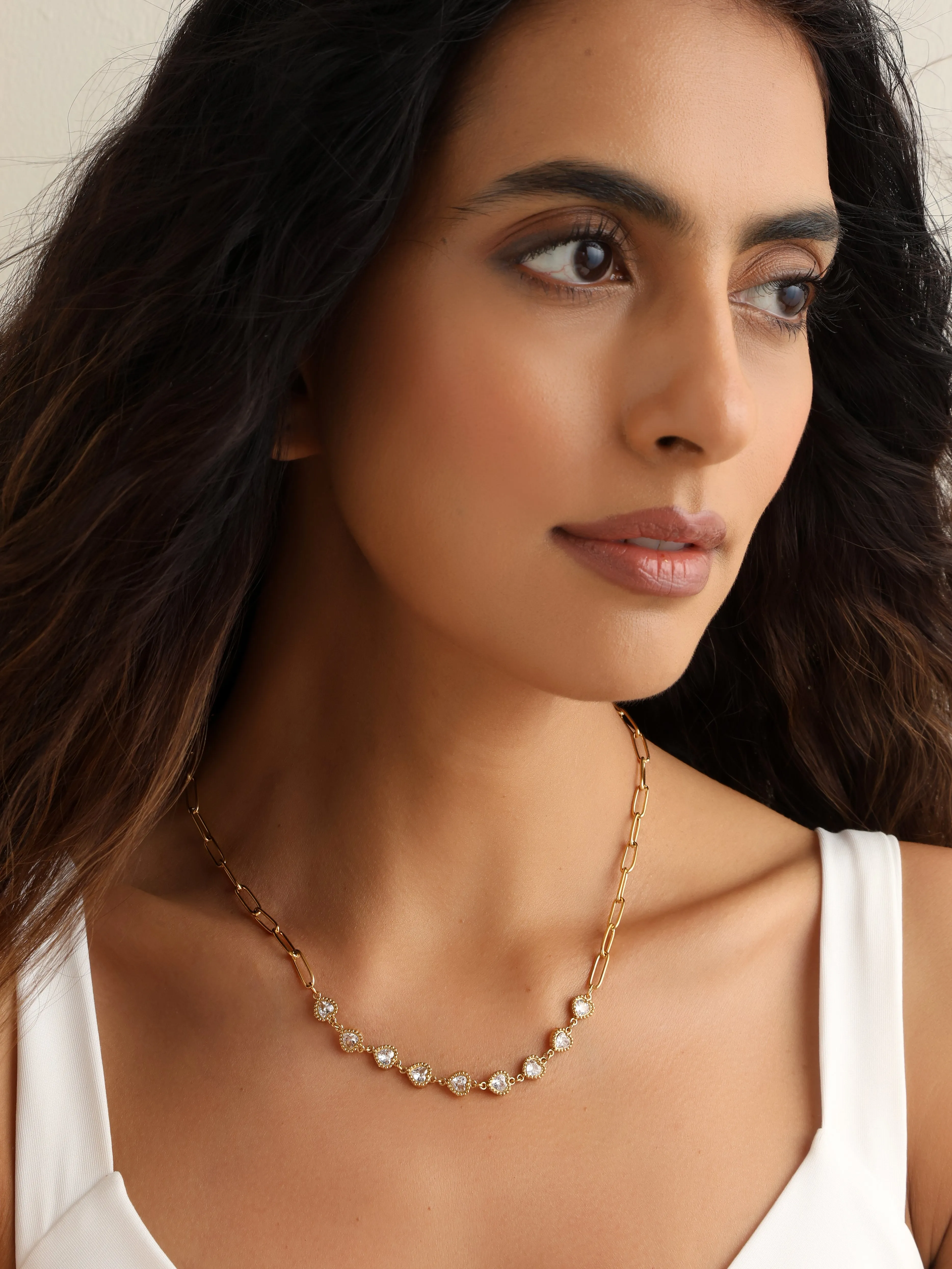 Elfie Diamond Hearts Necklace