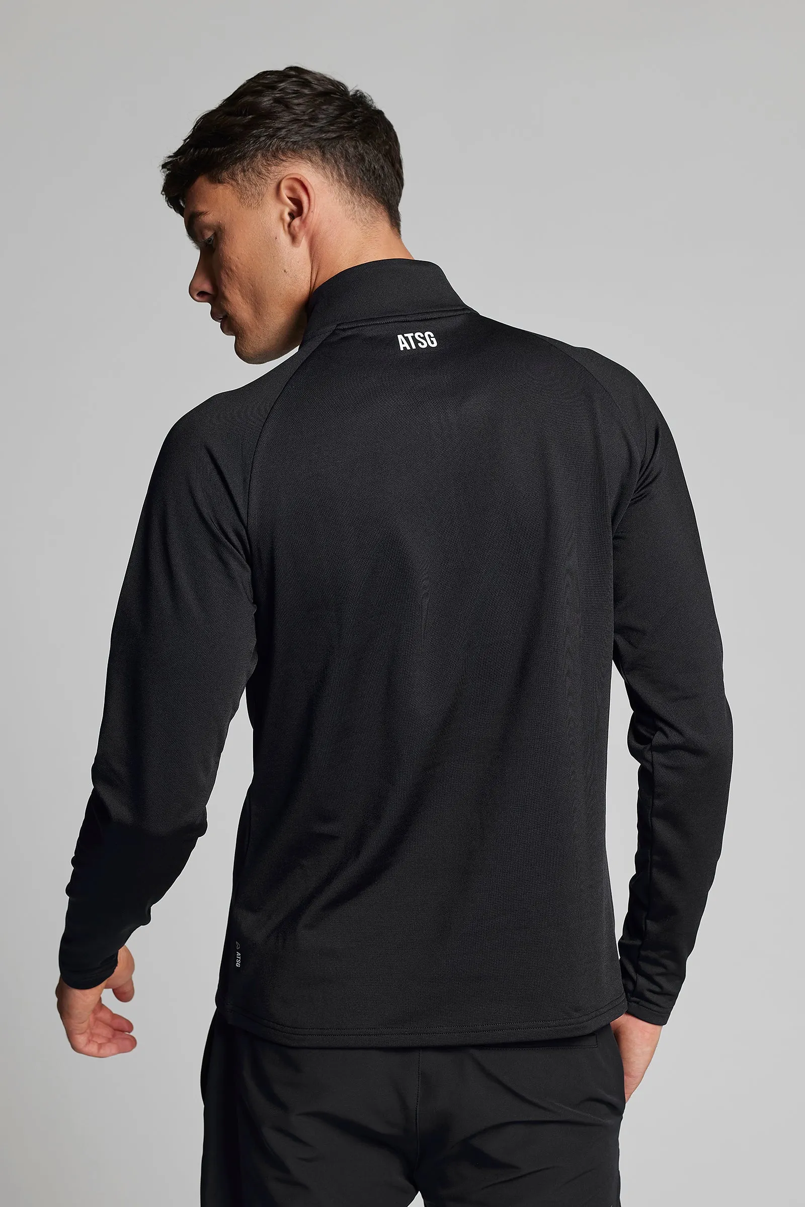 Fleece Back Slim Fit 1/4 Zip Top - Putter Black