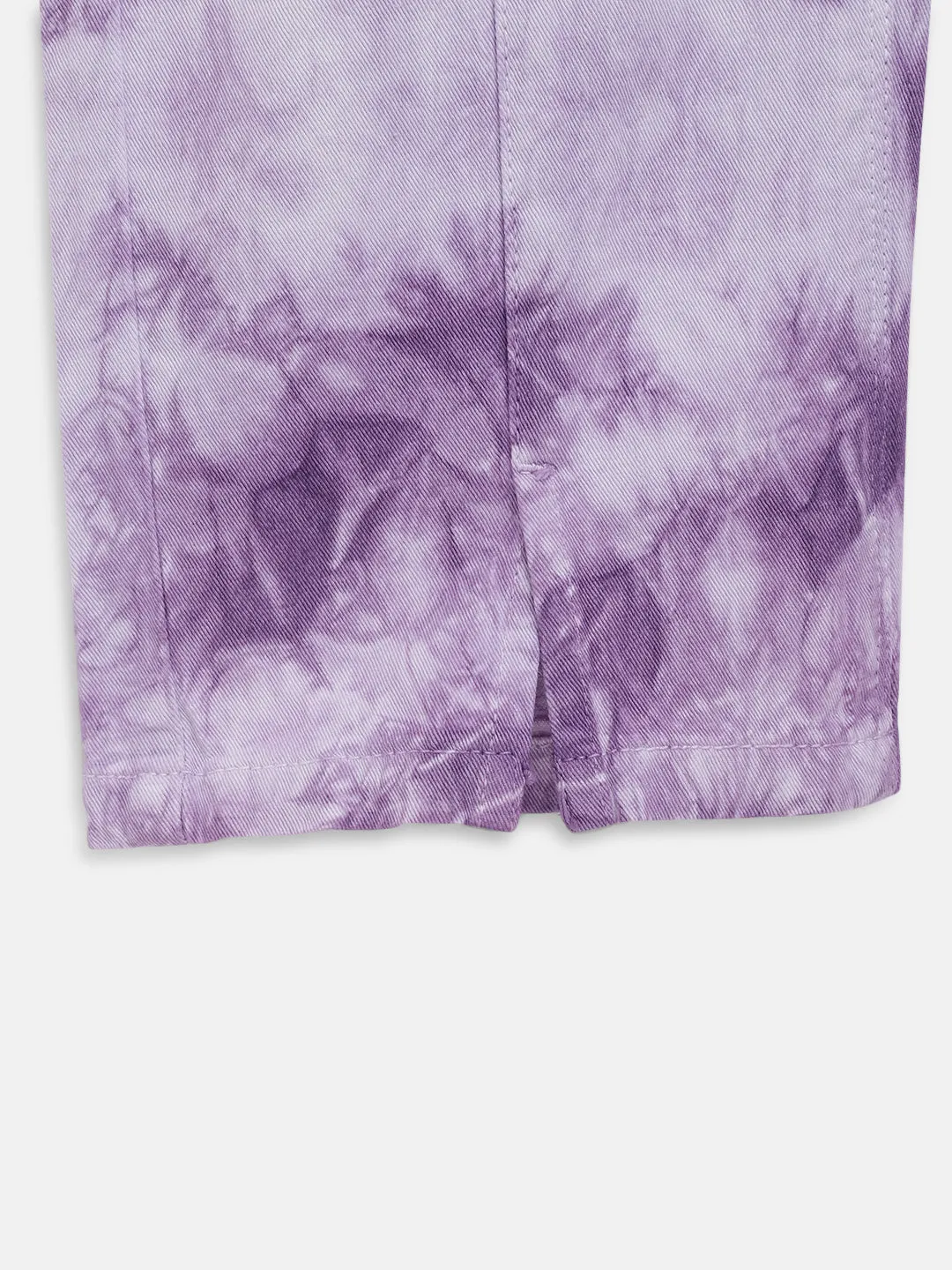 Girls Purple 100% Cotton Tie & Dye Dungaree