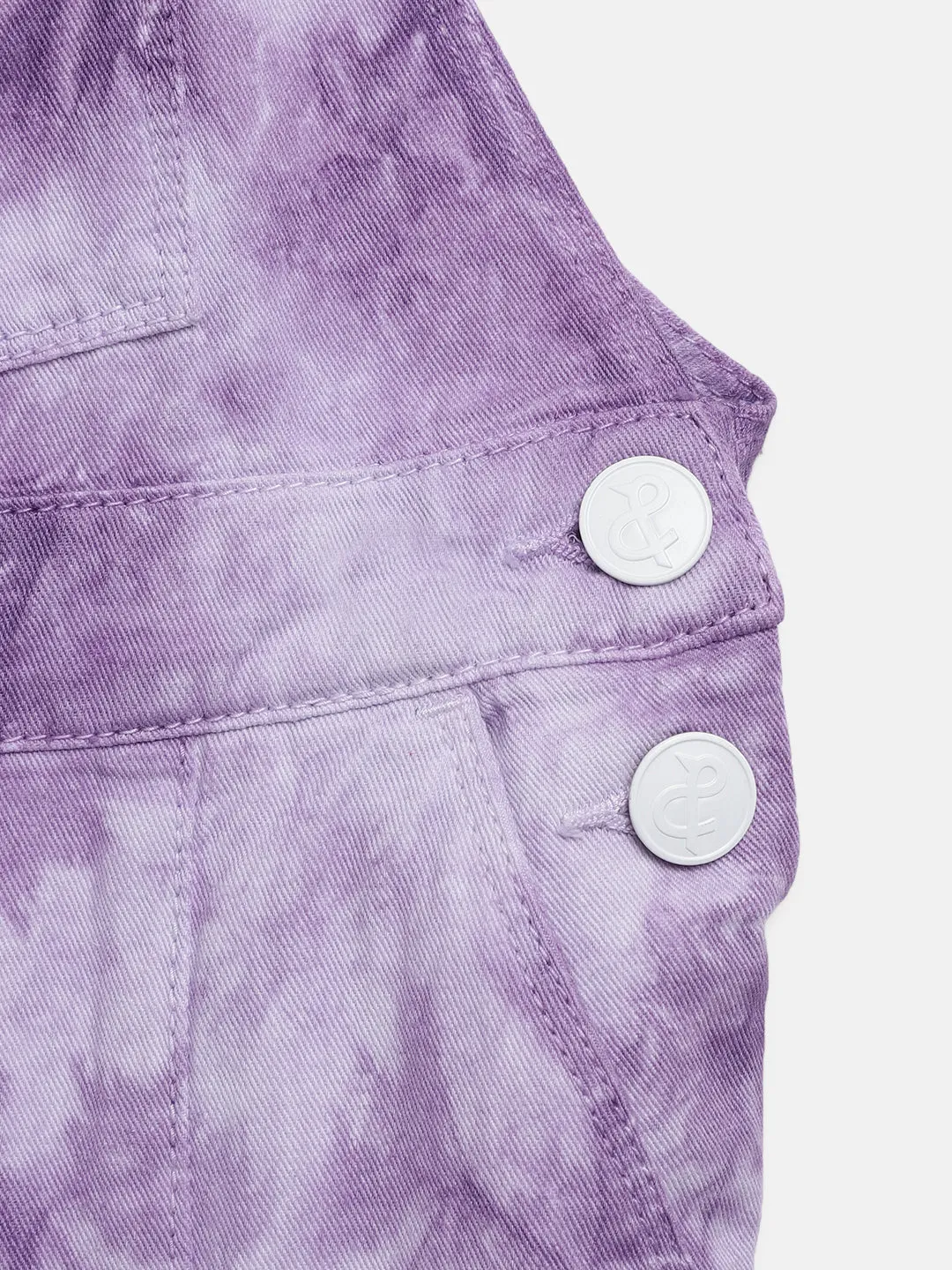 Girls Purple 100% Cotton Tie & Dye Dungaree
