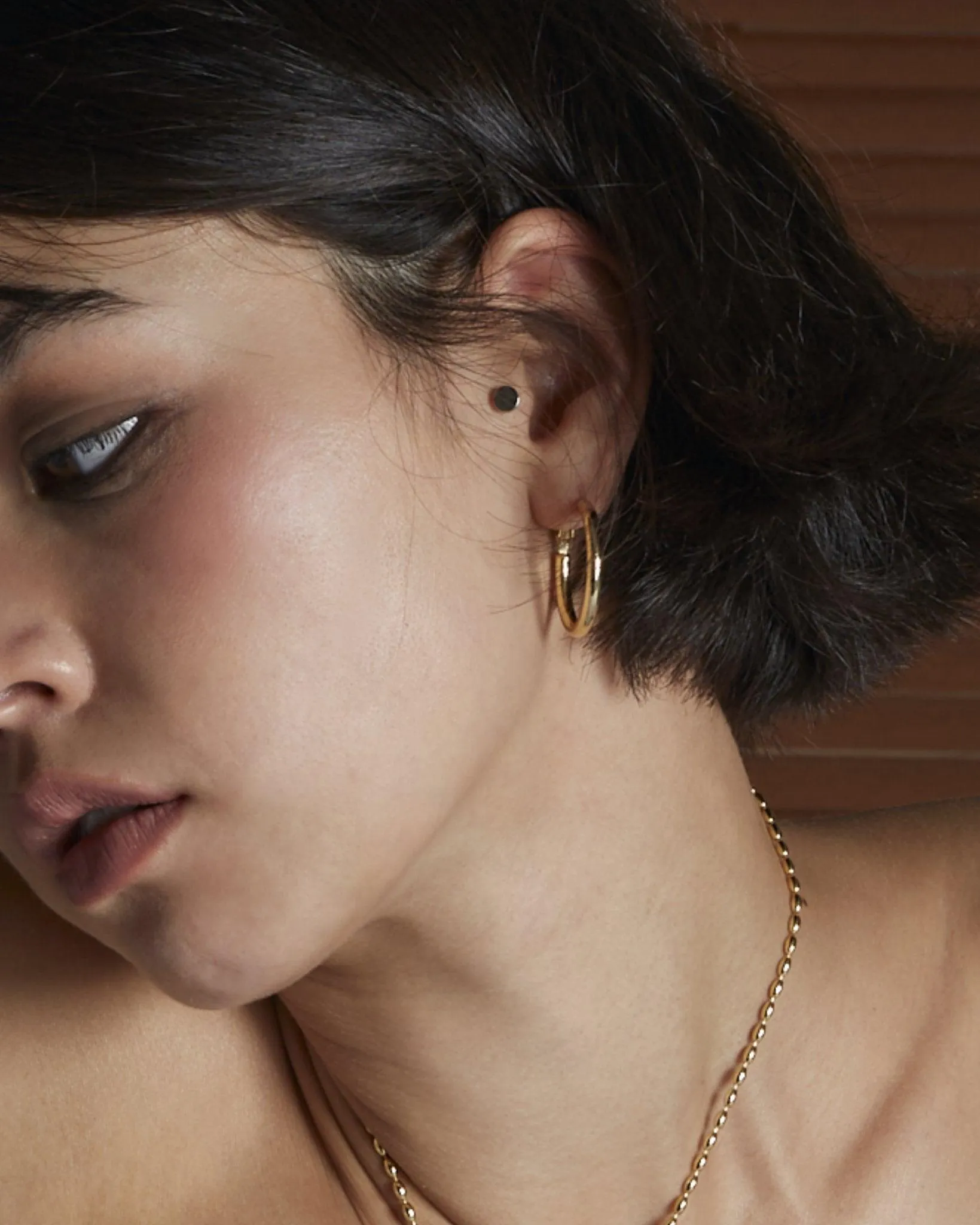 Gold 30mm Endless Hoop Earrings