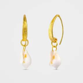 Gold or Silver White Shell Earrings, Concha | By Lunar James