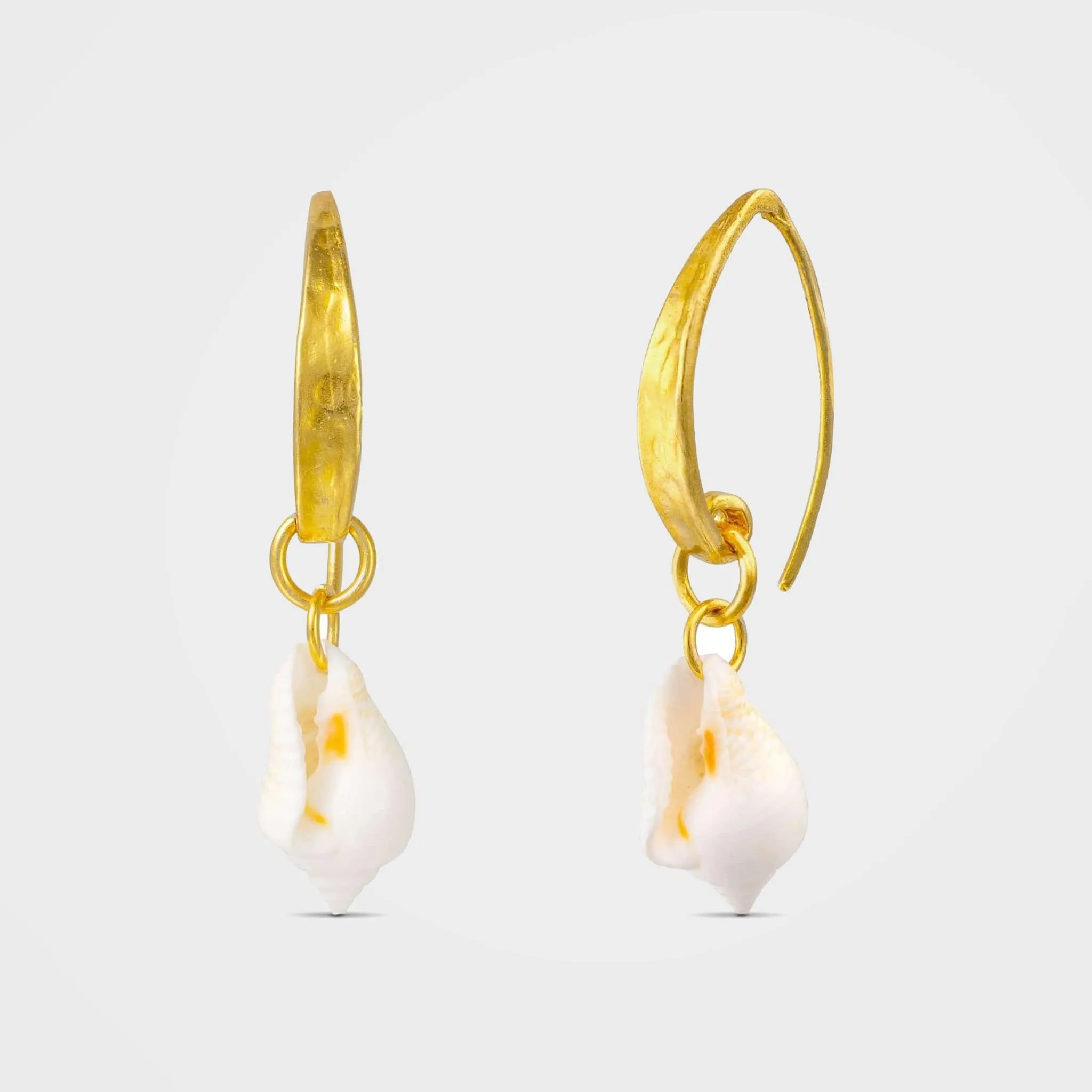 Gold or Silver White Shell Earrings, Concha | By Lunar James