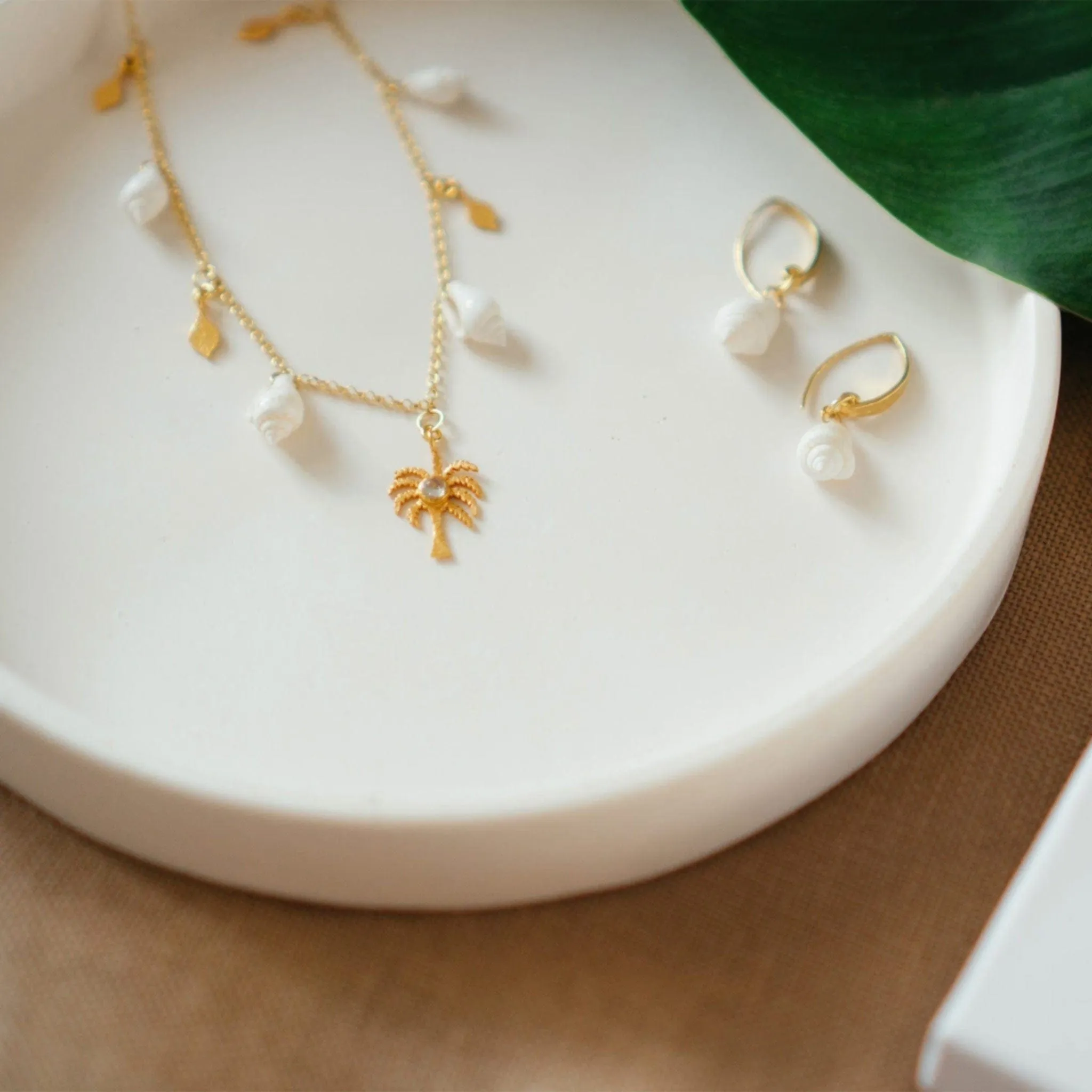 Gold or Silver White Shell Earrings, Concha | By Lunar James