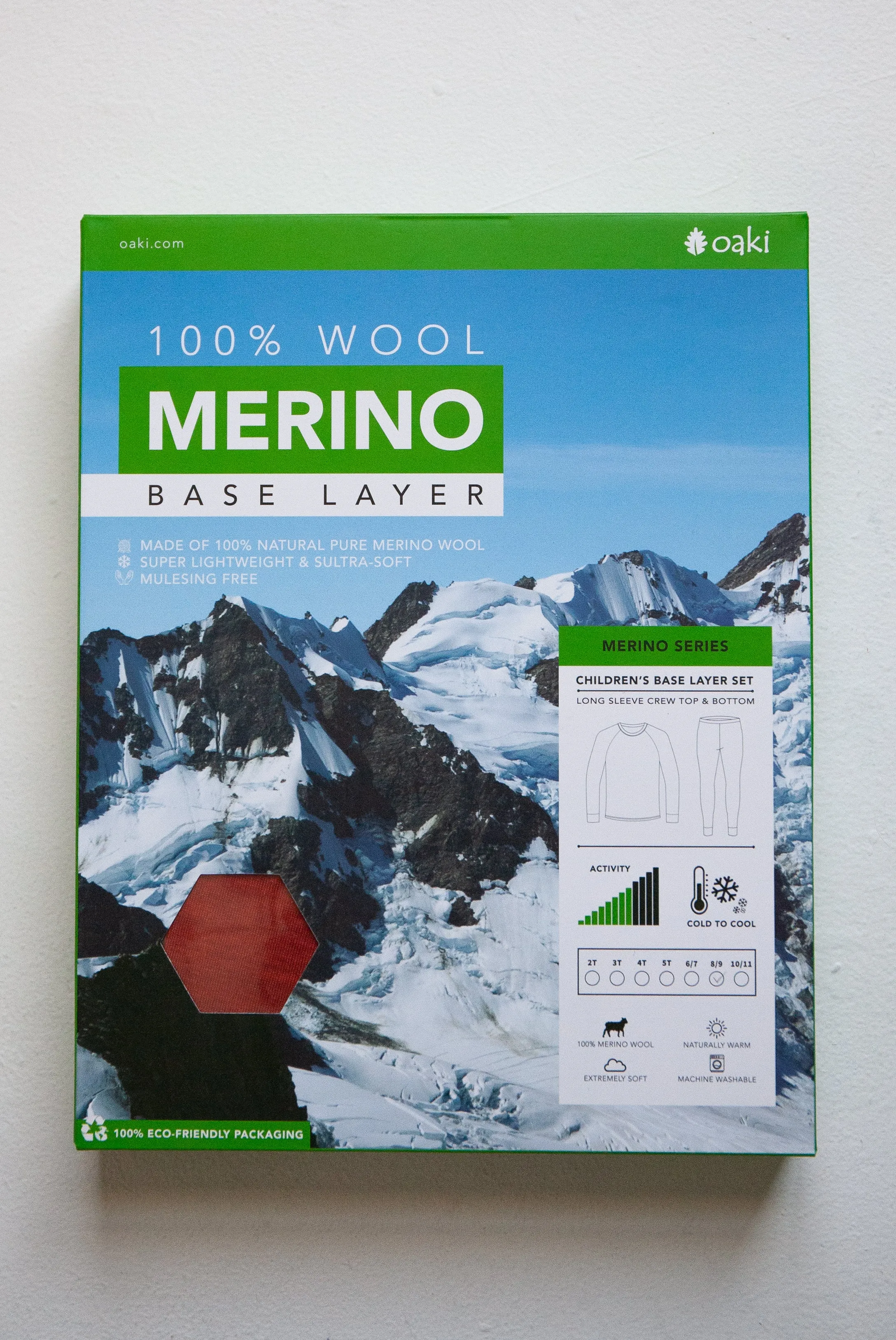 Kids' Merino Wool Base Layer, Moss Green