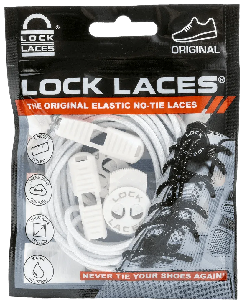 Lock Laces White Solid No Tie Shoelaces
