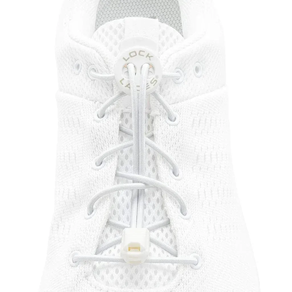 Lock Laces White Solid No Tie Shoelaces