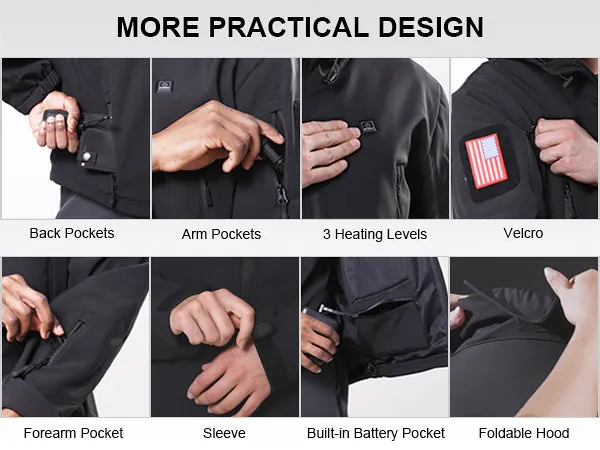 Men's Soft Shell Heated Jacket With 12V Battery Pack - Dark Blue
