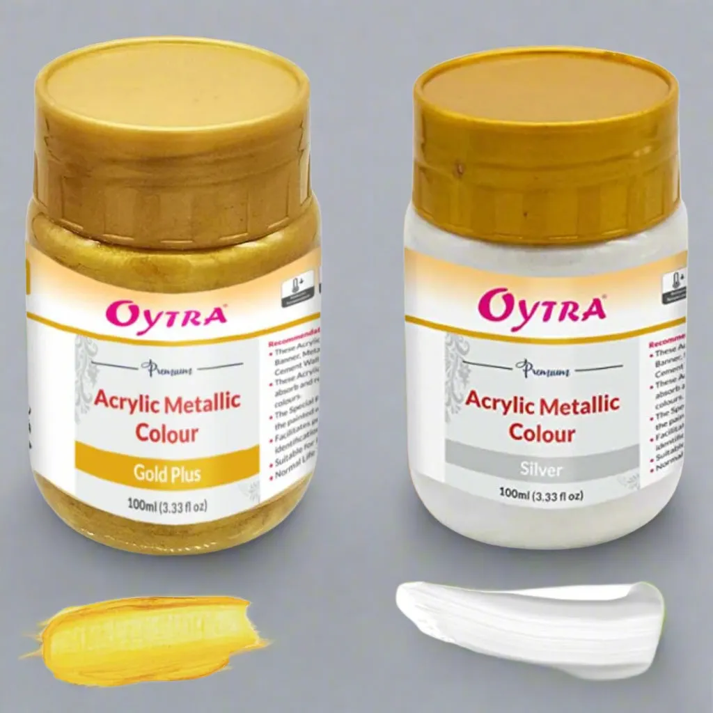 Oytra 100 ml Metallic Acrylic Color Paint Gold and Silver