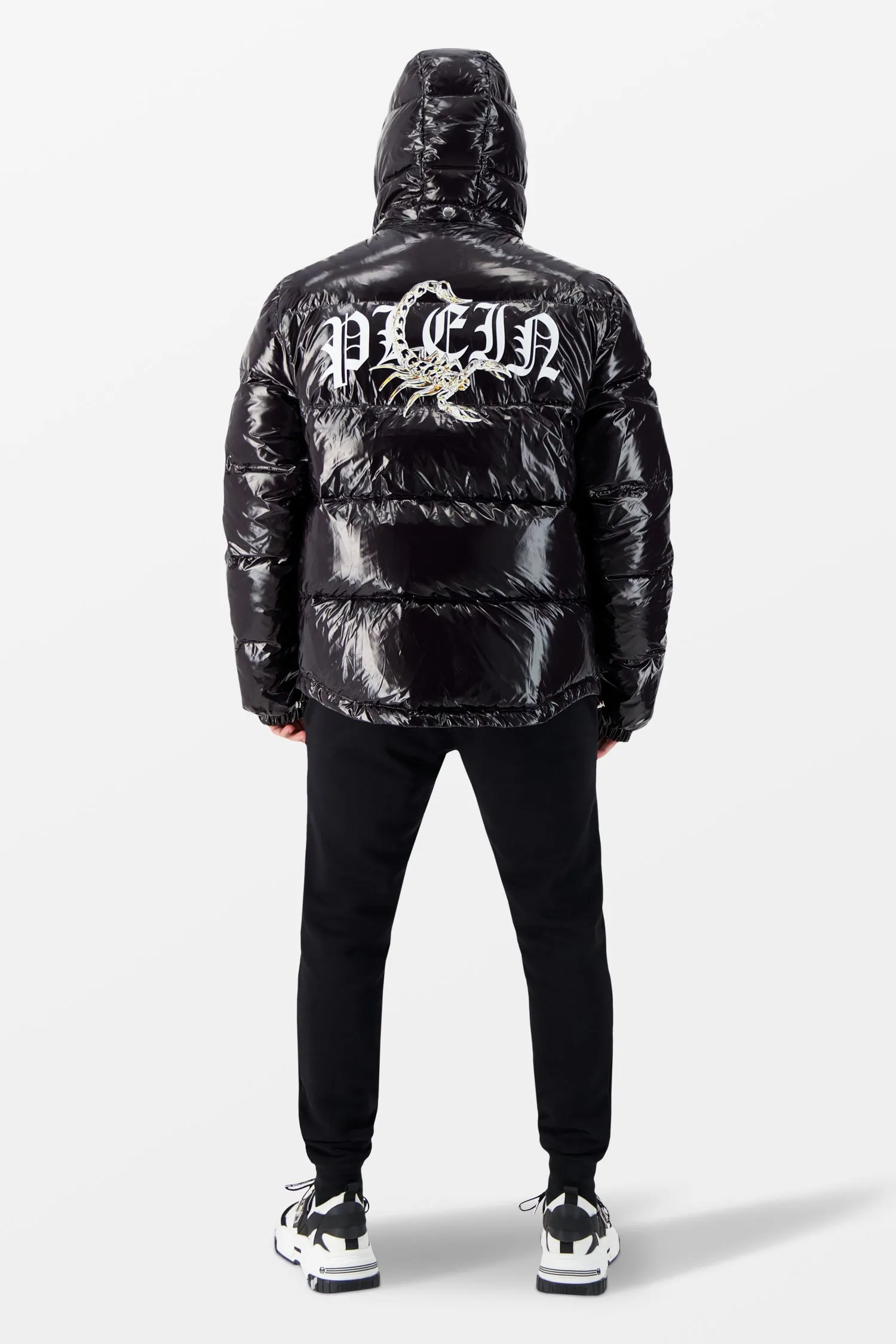 Philipp Plein Black Scorpion Print Down Jacket