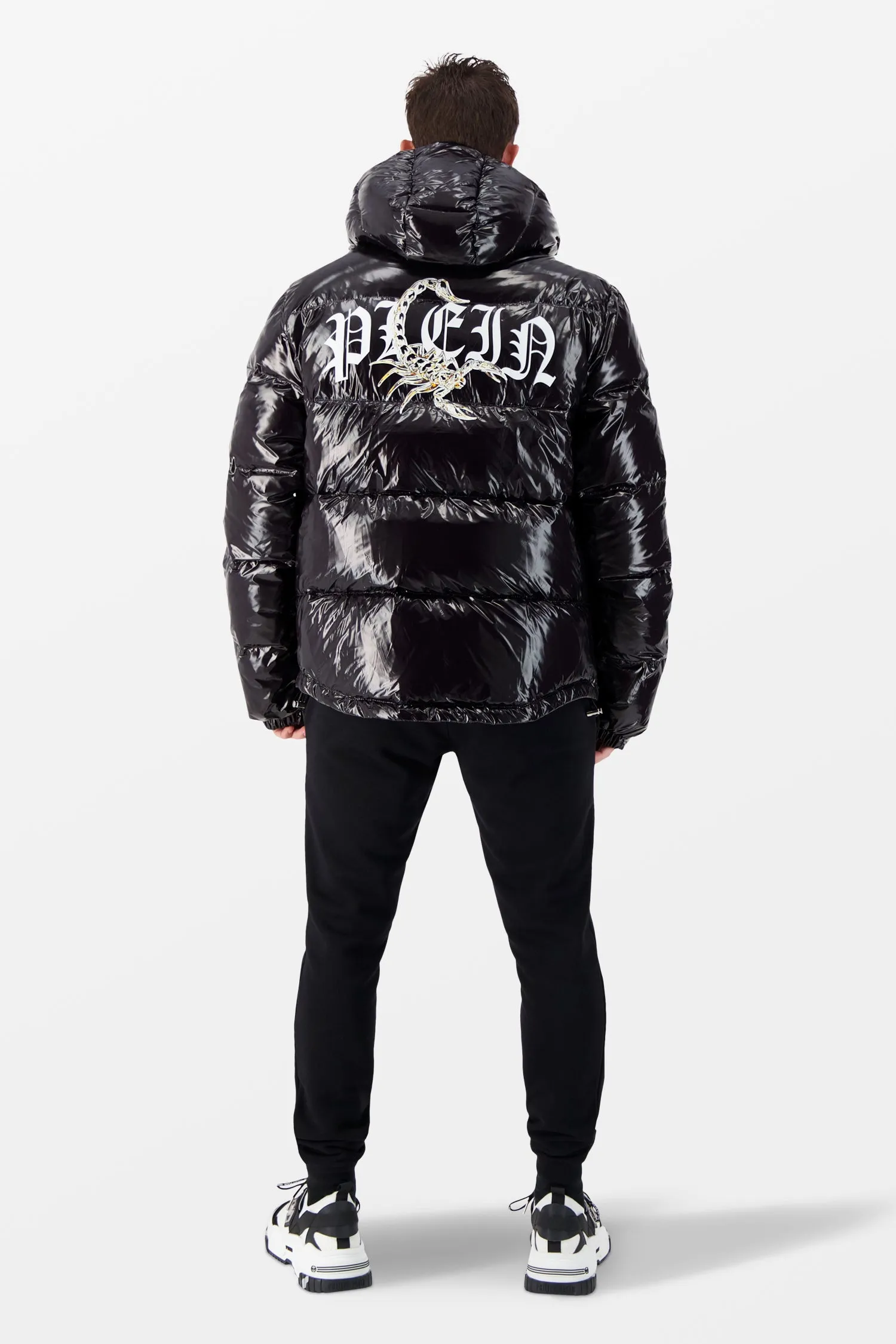 Philipp Plein Black Scorpion Print Down Jacket