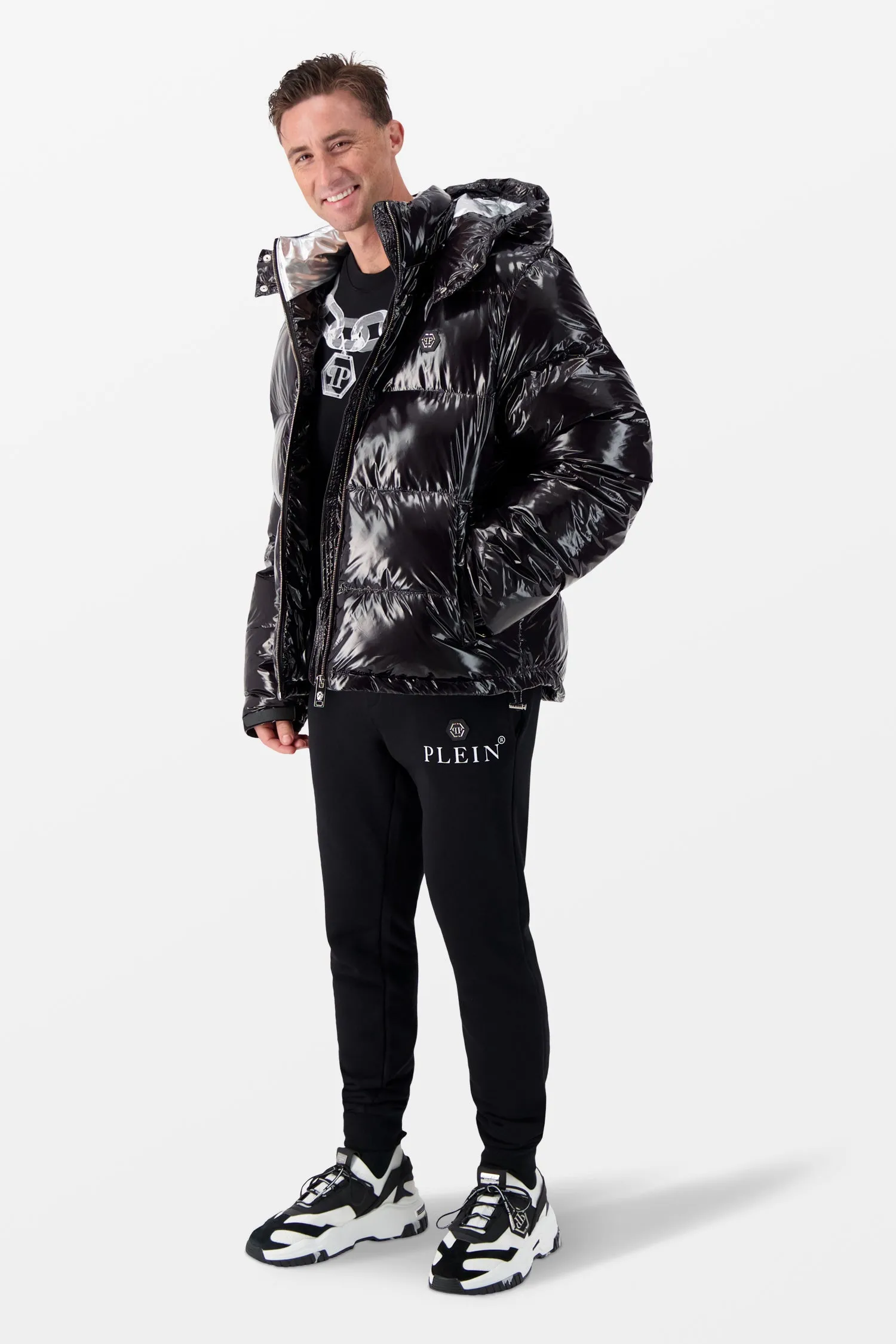 Philipp Plein Black Scorpion Print Down Jacket
