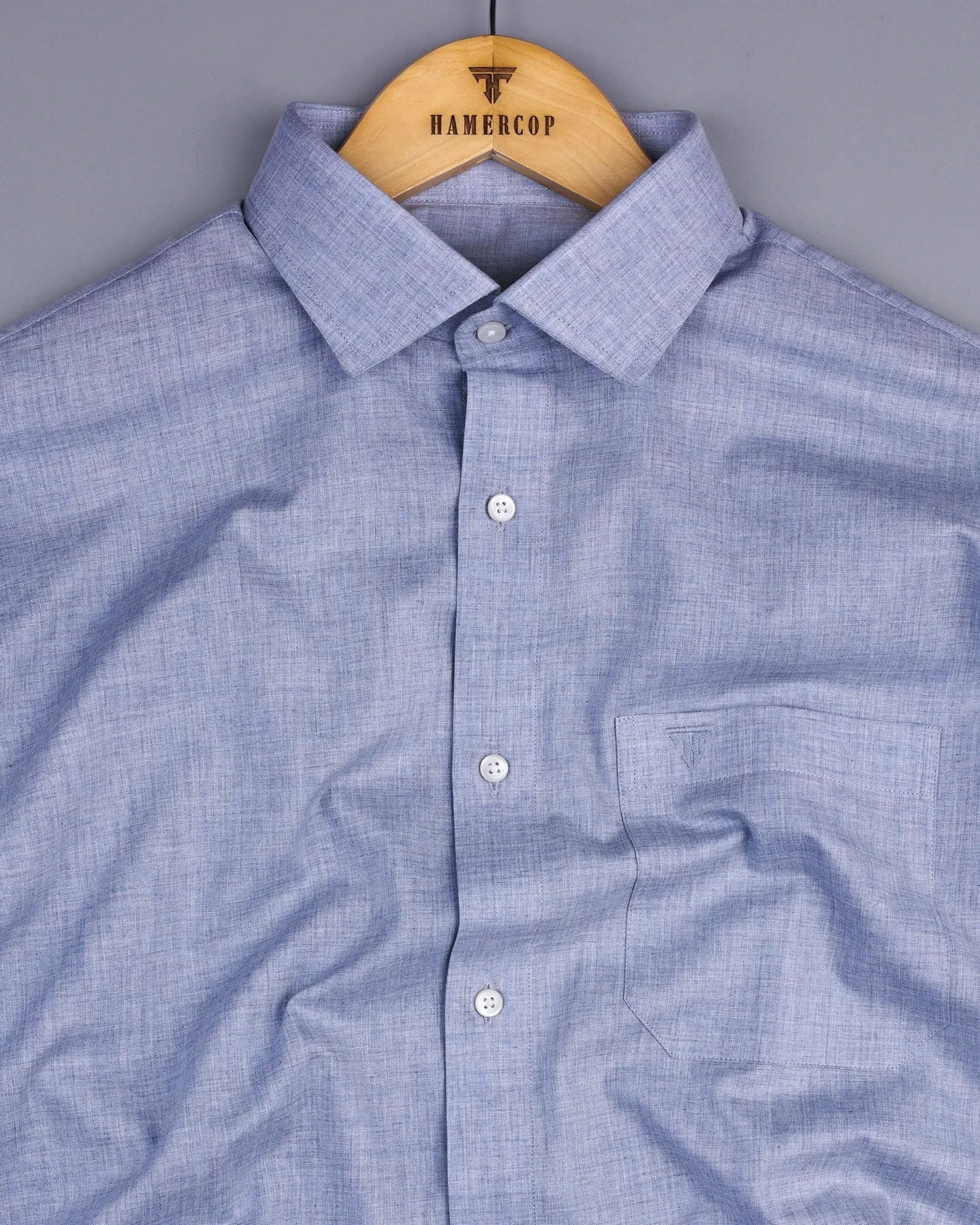Planet Gray Melange Cotton Formal Shirt
