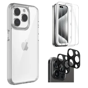 Protection Kit Bundle: Hybrid-Flex Hard Shell Case with Tempered Glass Screen and Camera Protector - iPhone 15 Pro