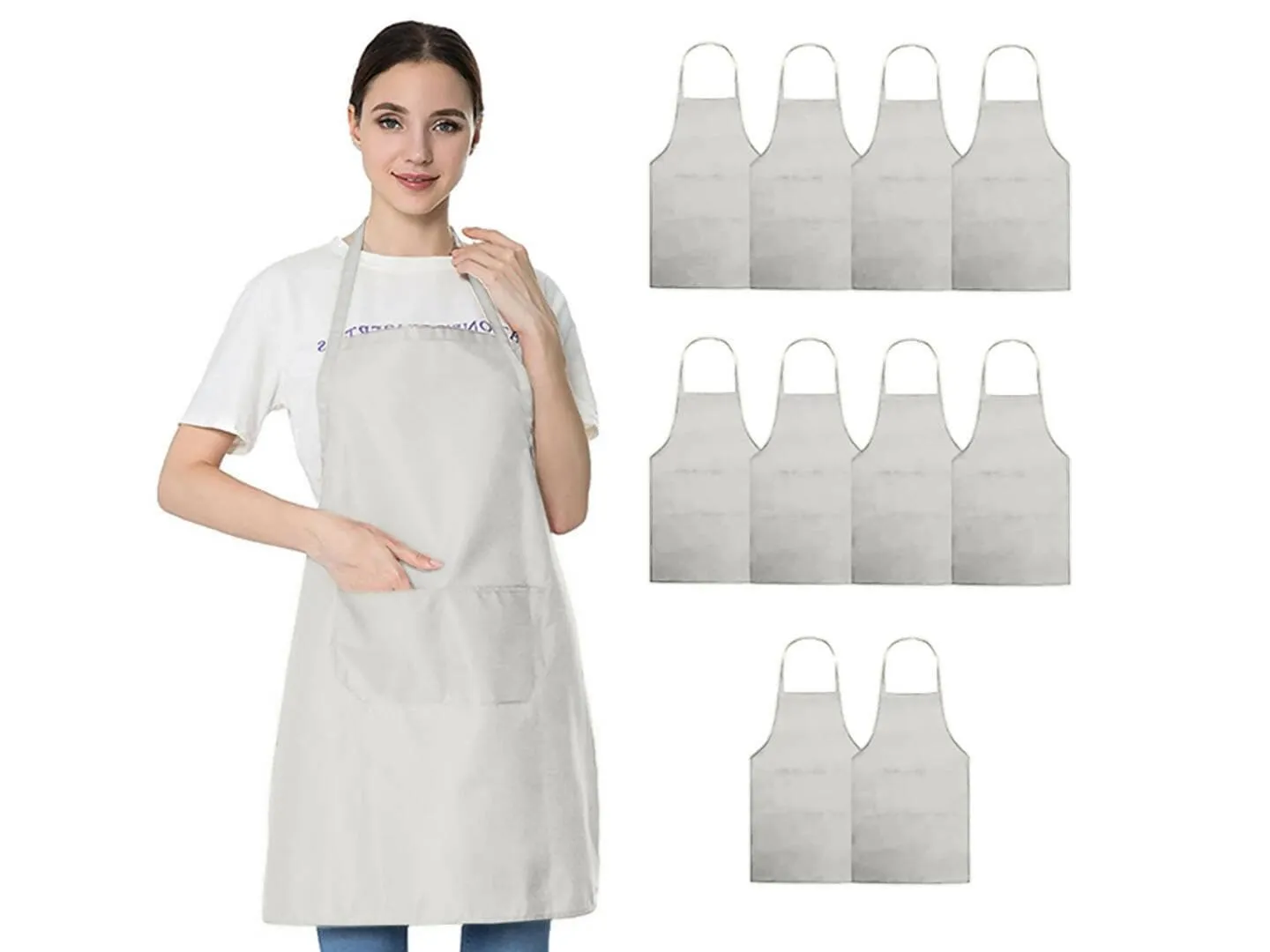 "Lushomes Waterproof Kitchen Apron with Pocket - Durable and Stylish for Adults, Women - Black, Pack of 10 (22 x 32)"