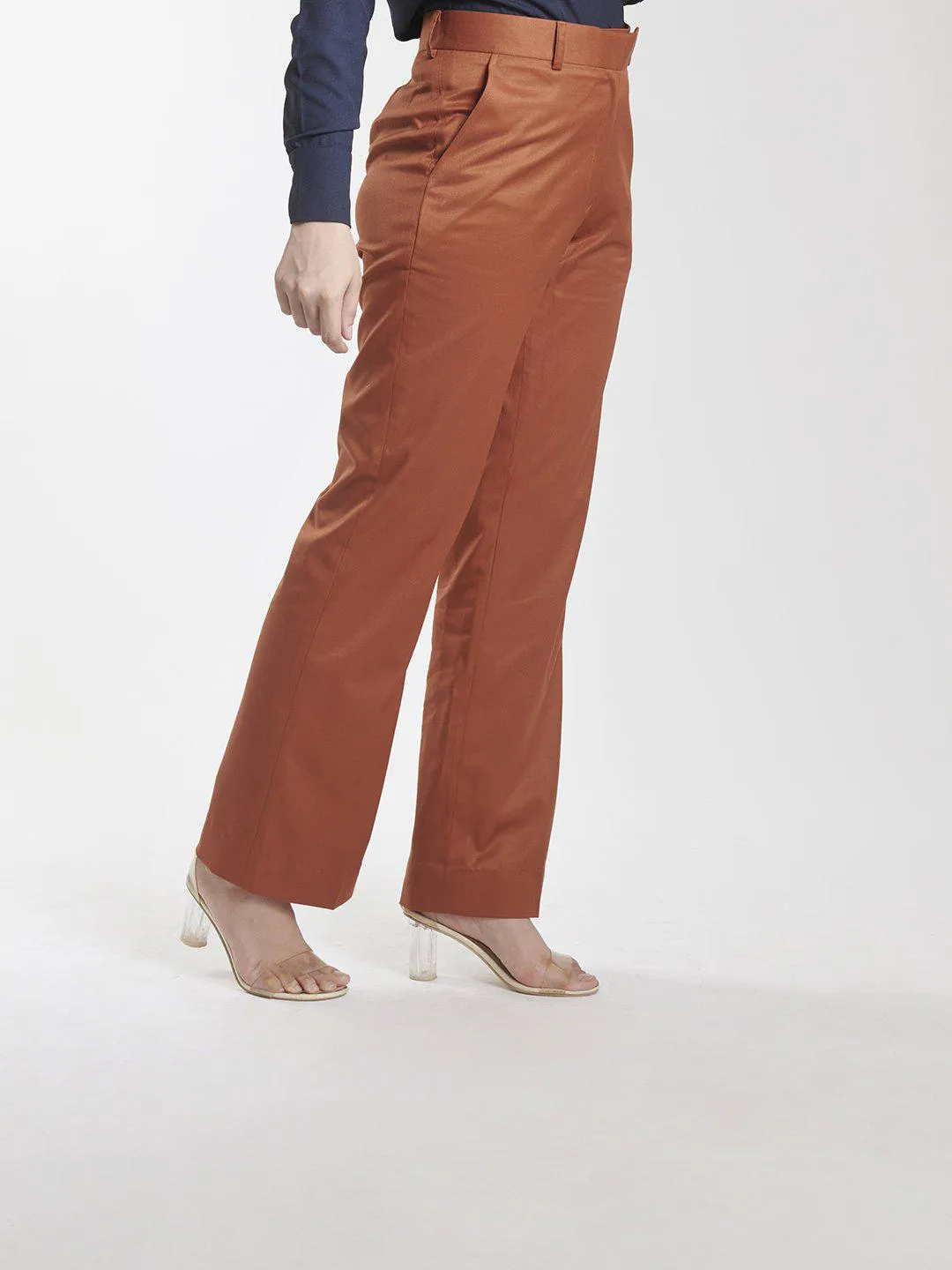 Regular Fit Mid Waist Trouser - Mahogany Red