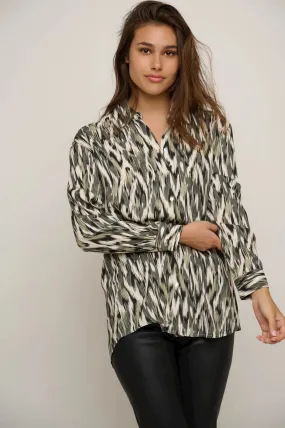 RINO & PELLE RUMI LONG BLOUSE IN DEEP AQUA IKAT