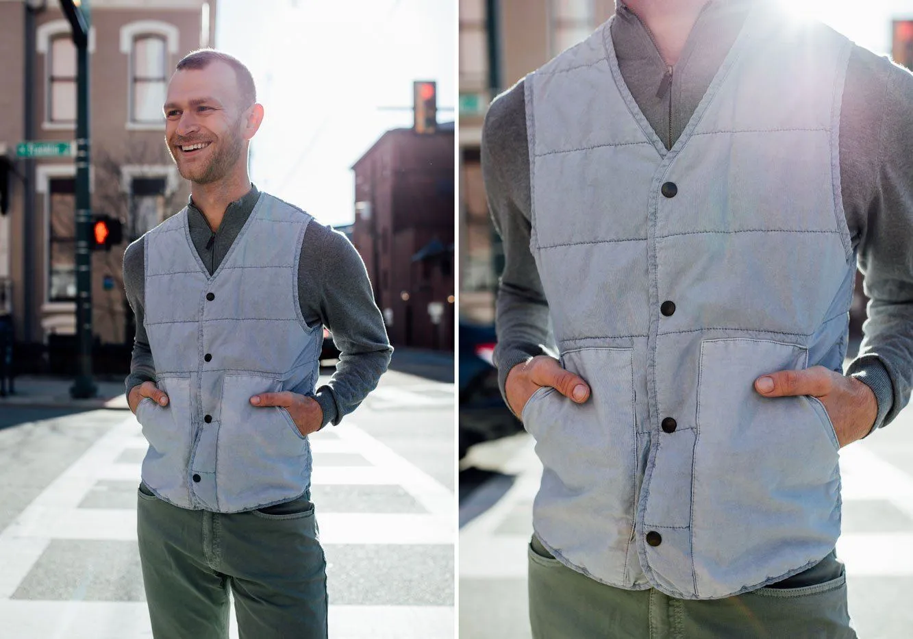 Save Khaki Airforce Blue Quilted Vest