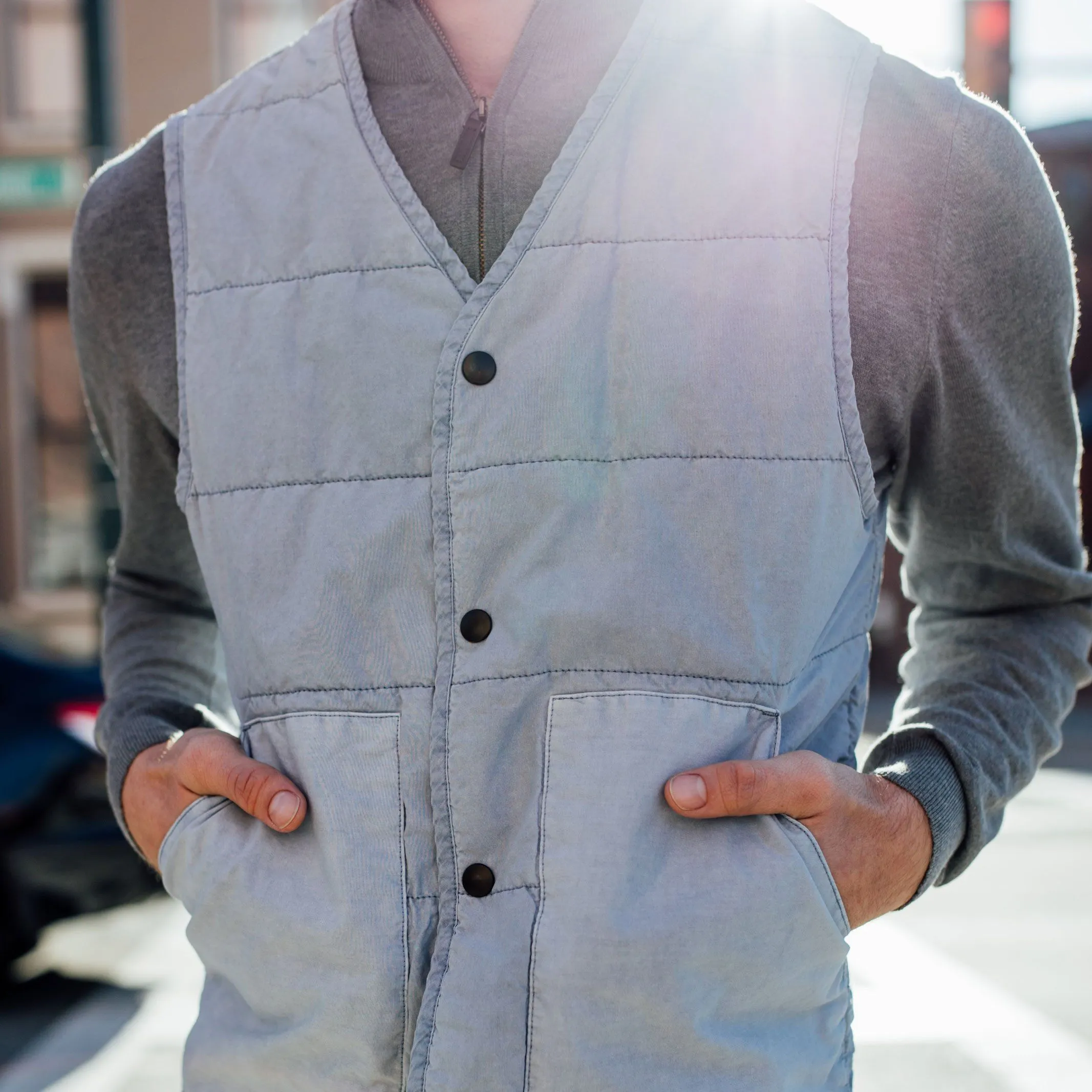 Save Khaki Airforce Blue Quilted Vest