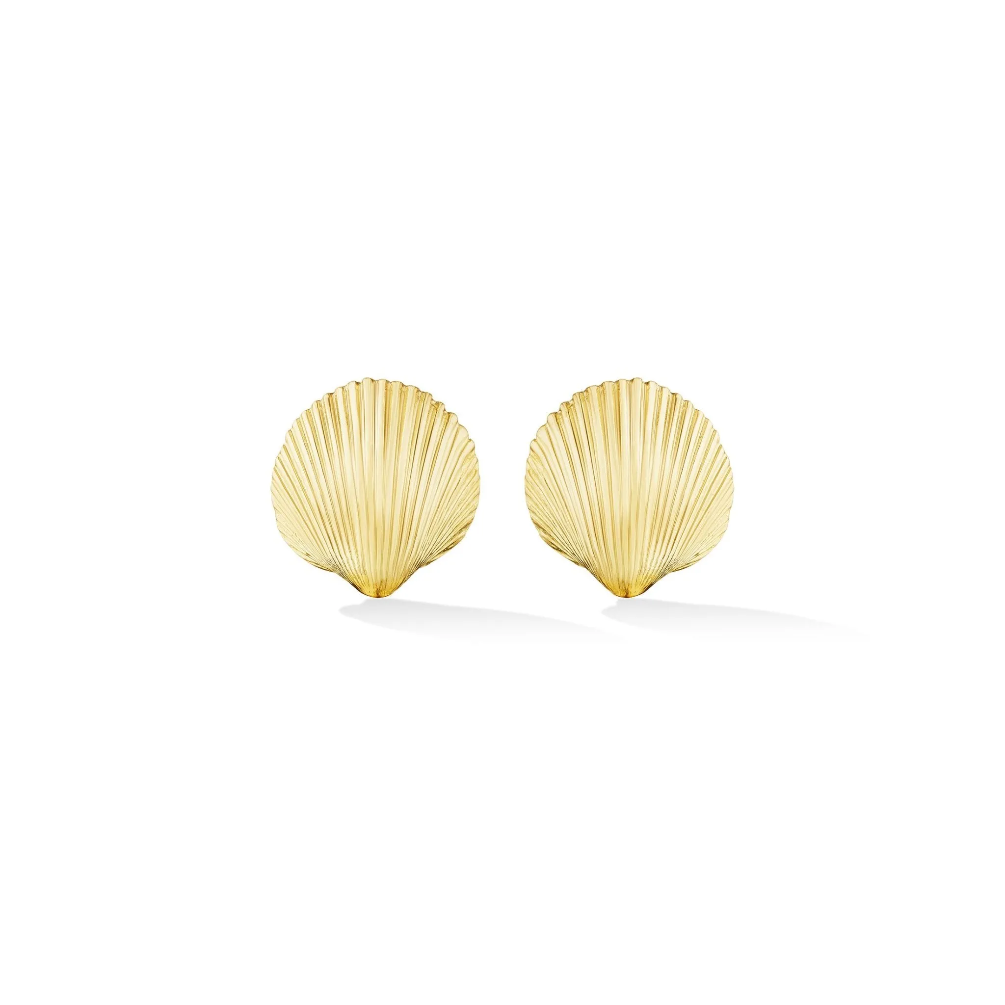 Small Yellow Gold Shell Stud Earrings