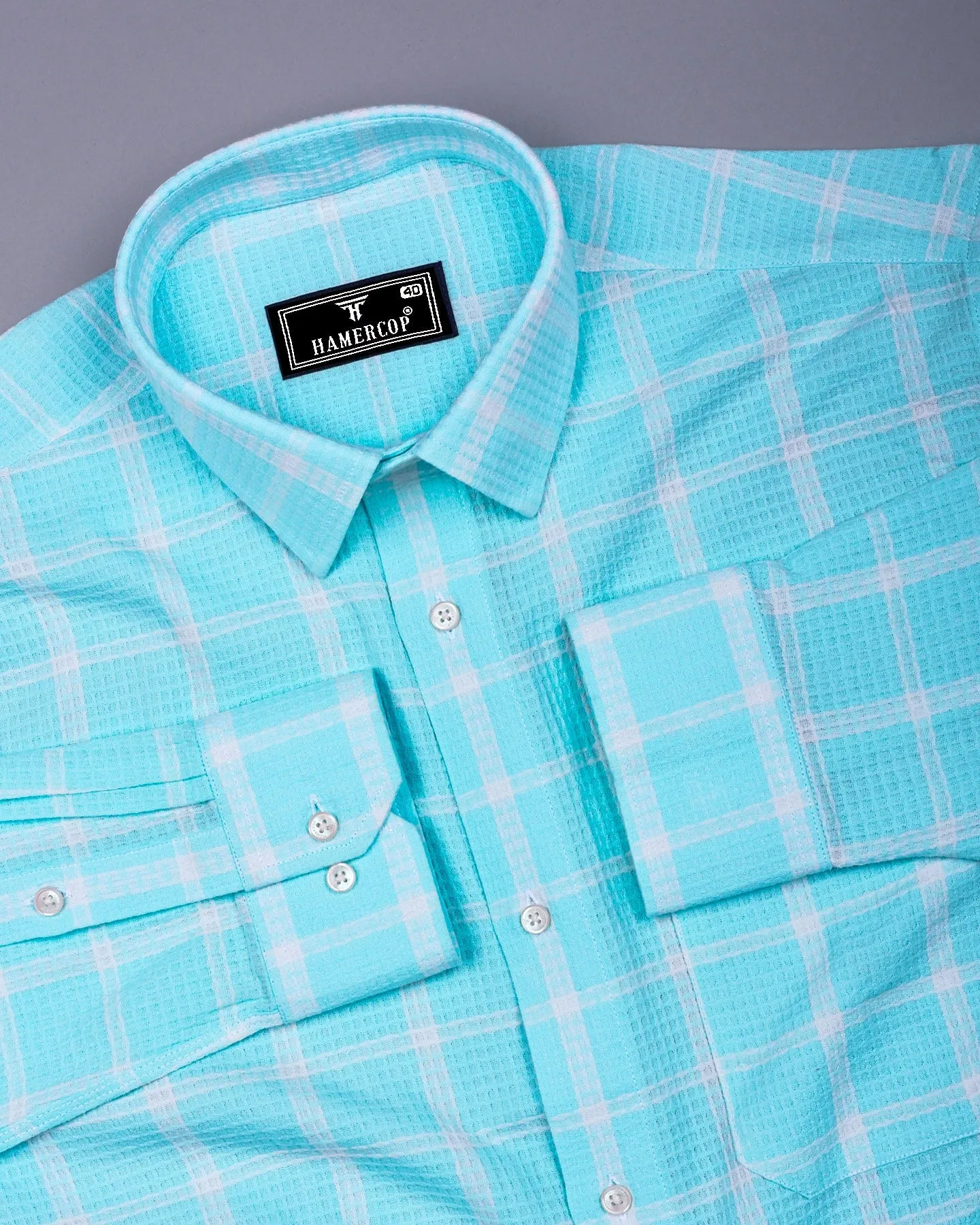 Tornio Aquablue With White Waffle Dobby Check Shirt