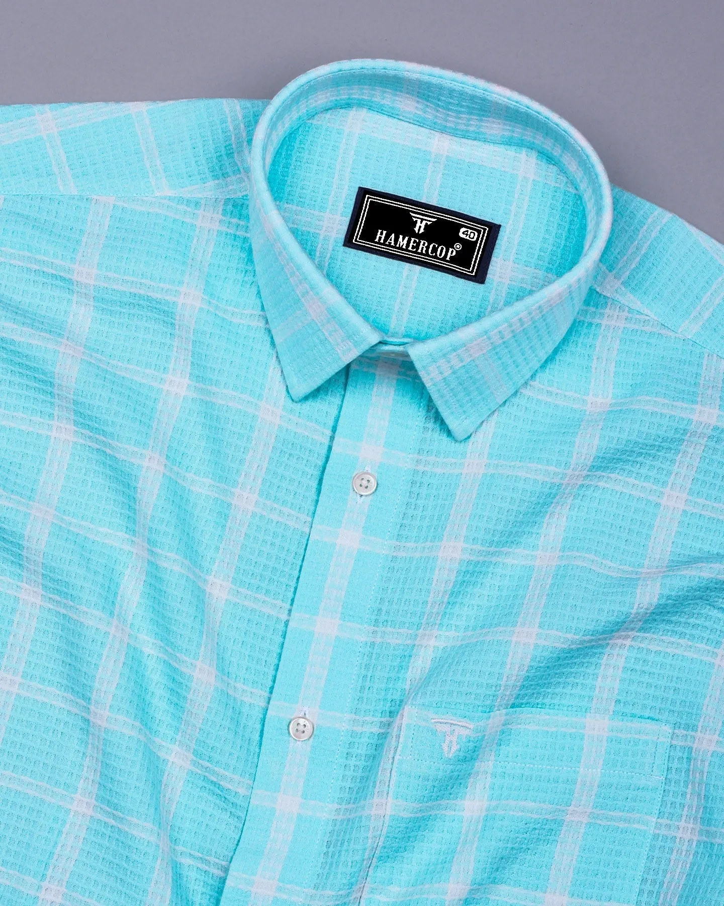 Tornio Aquablue With White Waffle Dobby Check Shirt