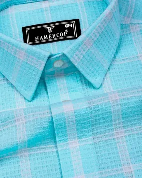 Tornio Aquablue With White Waffle Dobby Check Shirt