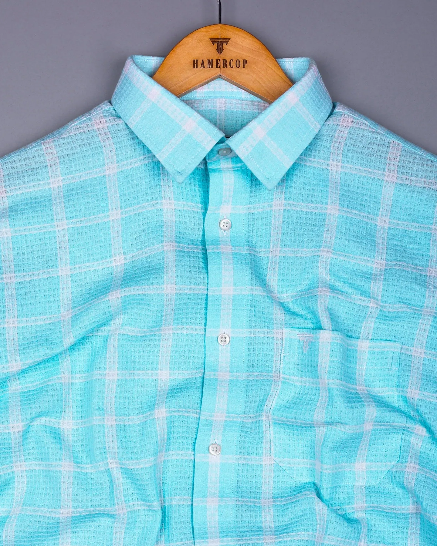 Tornio Aquablue With White Waffle Dobby Check Shirt