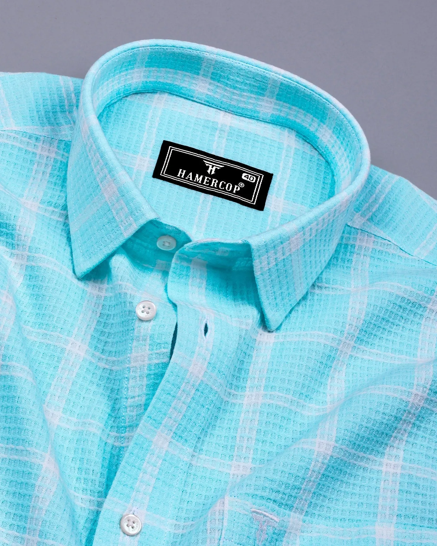 Tornio Aquablue With White Waffle Dobby Check Shirt