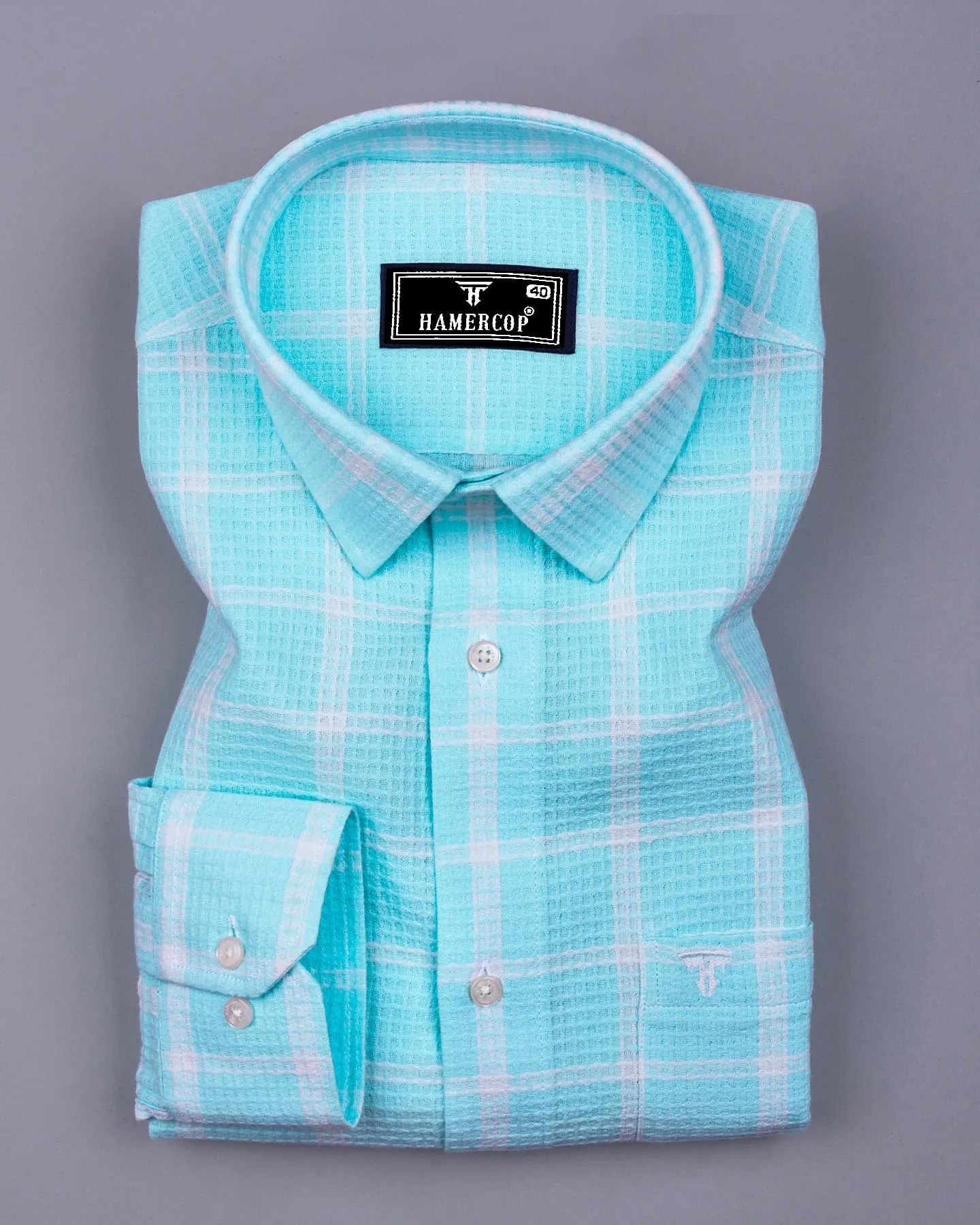 Tornio Aquablue With White Waffle Dobby Check Shirt
