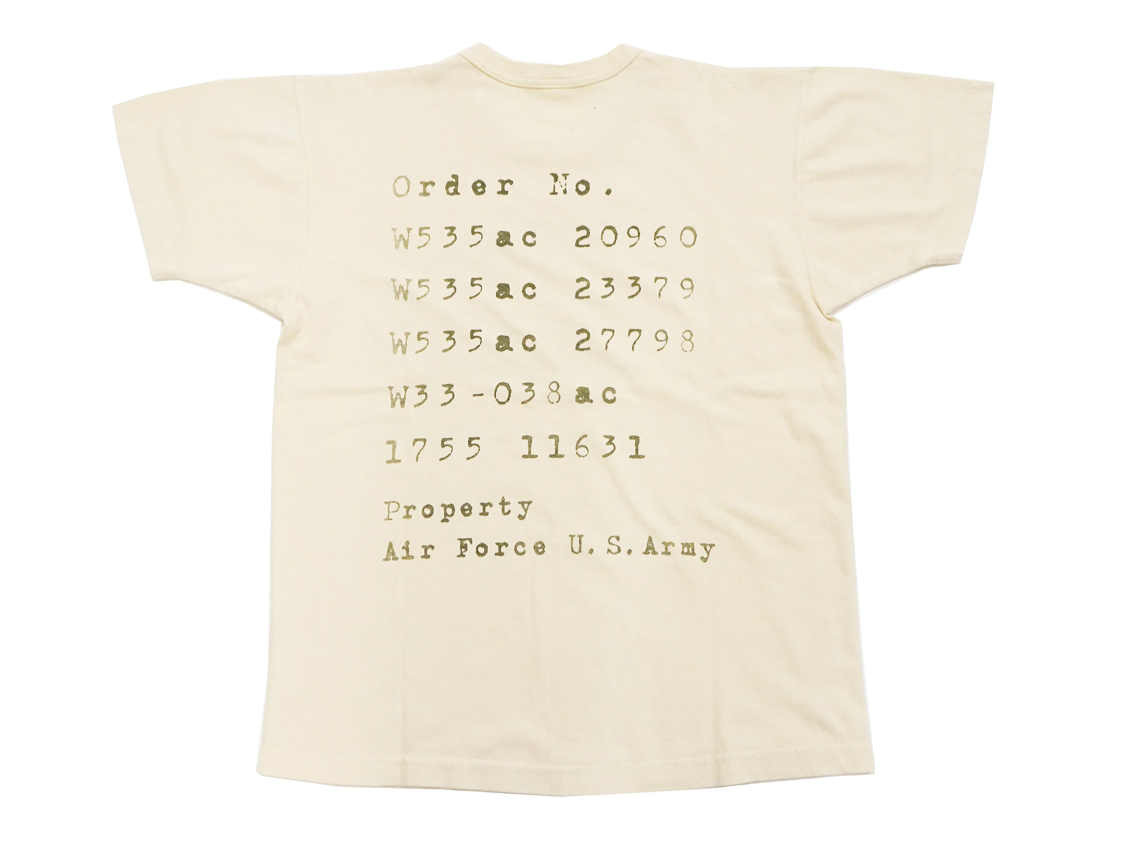 TOYS McCOY T-Shirt Men's J.A. Dubow Mfg Co. Logo Military Graphic Garment-Dyed Heavyweight Short Sleeve Loopwheel Tee TMC2346 040 Ecru