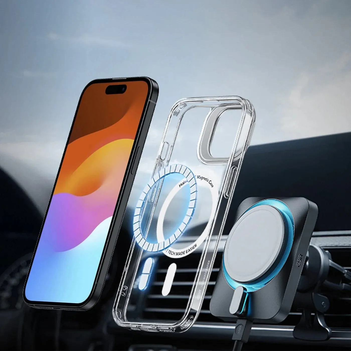 Venture Series Kickstand Case Clear with Screen Protector - iPhone 15 Plus