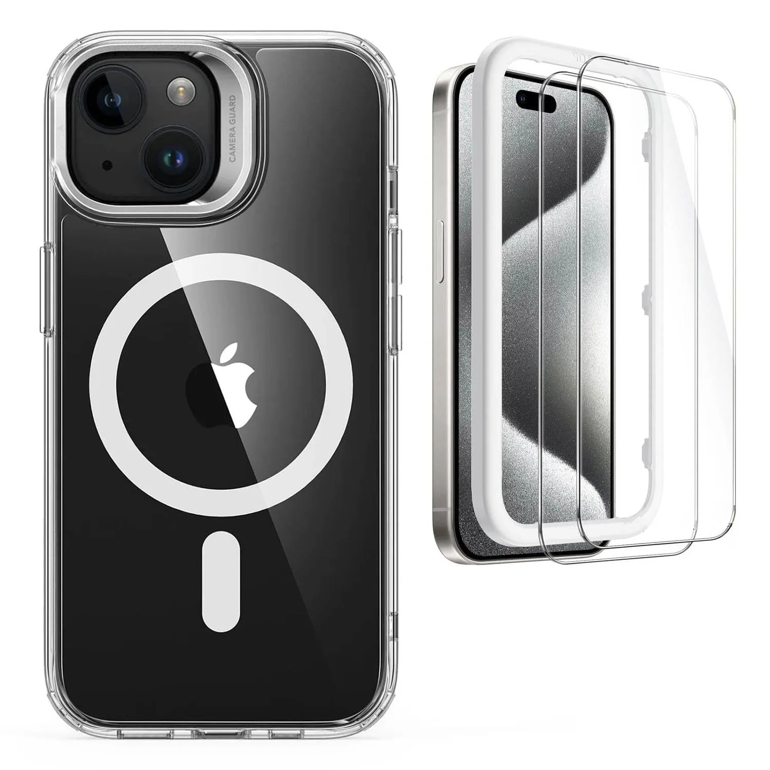 Venture Series Kickstand Case Clear with Screen Protector - iPhone 15 Plus
