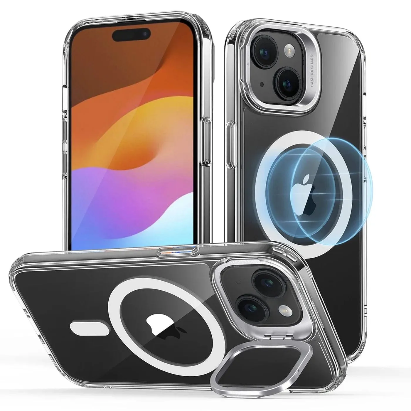 Venture Series Kickstand Case Clear with Screen Protector - iPhone 15 Plus