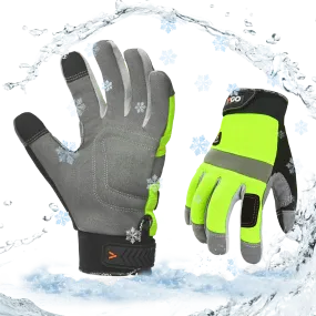 Vgo 1Pair 5℃/41°F Winter Work Gloves Men, Cold Weather Waterproof Safety Work Gloves,Cold Storage or Freezer Glove, Touchscreen(SL7584FLWP-GRE)